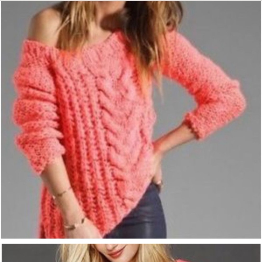 Free People Soft Cozy Chunky Knit Dream Cable Crewneck Sweater small